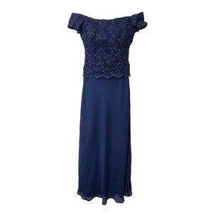 Cachet Dress Womens 4 Off the Shoulder Black Floral Lace Vintage Formal